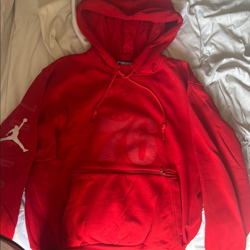 Red Hoodie with 76 Graphic